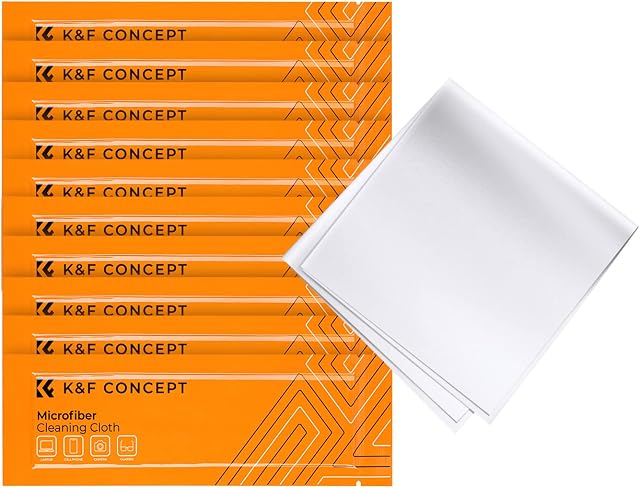 K&F CONCEPT Costumes en microfibre pour objectif de caméra lavable 10-Pack 6x6in Coussin de nettoyage sans aspirateur pour l'électronique et les verres, Ecrans d'instruments de précision d'optique