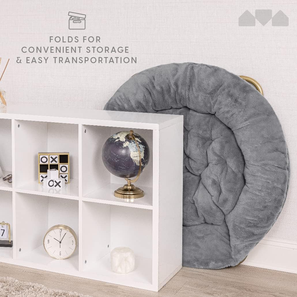 Milliard Cozy Chair/Faux Fur Saucer Chair for Bedroom/X-Large (Grey) : Home & Kitchen
