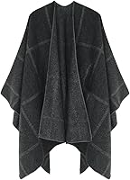 Vista 149 de Poncho chal para mujer, suéteres suaves y cálidos para mujer, parte delantera abierta, poncho de viaje para otoño, invierno y primavera