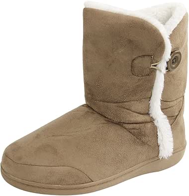 Amazon.com | Gohom Unisex Warm Winter Memory Foam Button Slipper Boots for Women House Booties