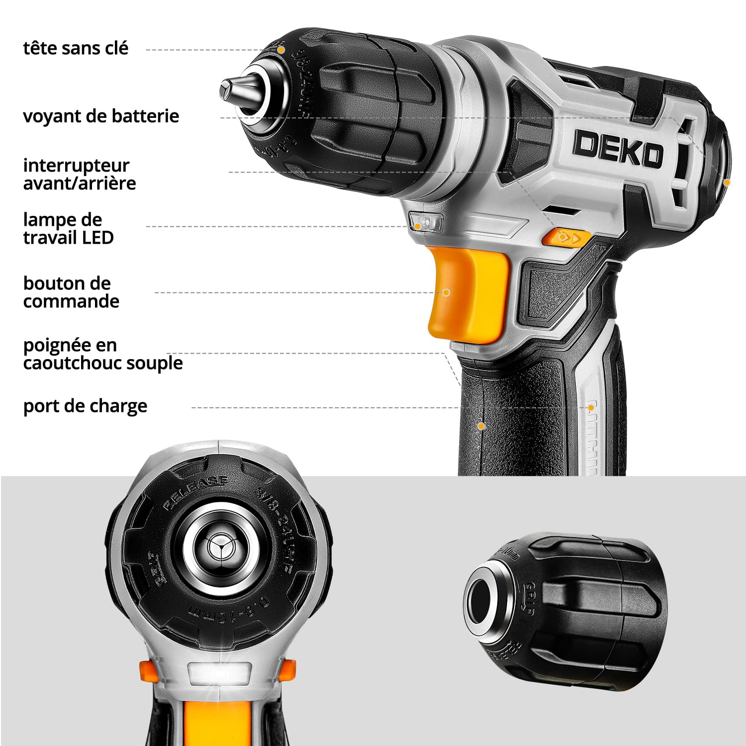 DEKO Caisse a Outil avec Perceuse Visseuse Multifonction Sans Fil 8V, 126 Pièces Malette Outils complete, Ensemble d'Outils avec Perceusepour Réparation, Entretien et Travail