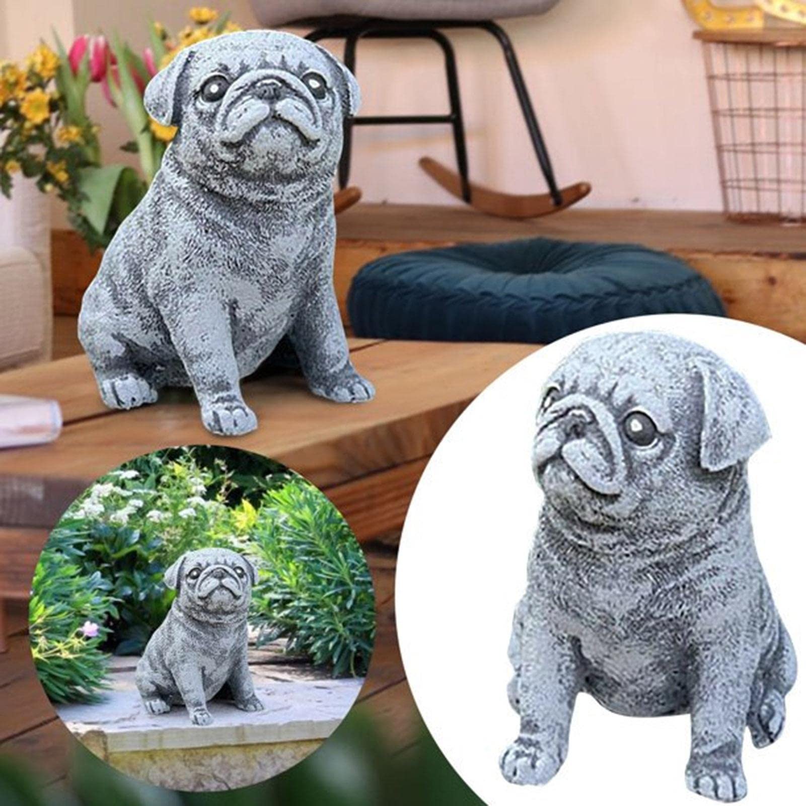 Amazon.co.jp: ガーデンパグ犬の像 - 庭の犬の彫刻 | 愛らしい子犬の