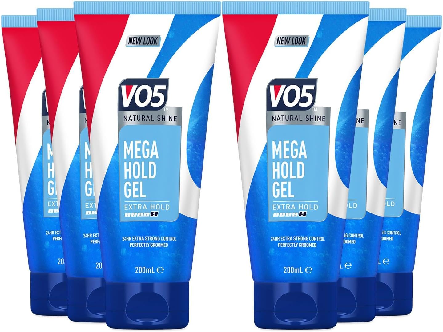 VO5 Mega Hold 24 hour extra strong control Styling Gel for perfectly groomed controlled natural hairstyle 200 ml Multi Buy (6)