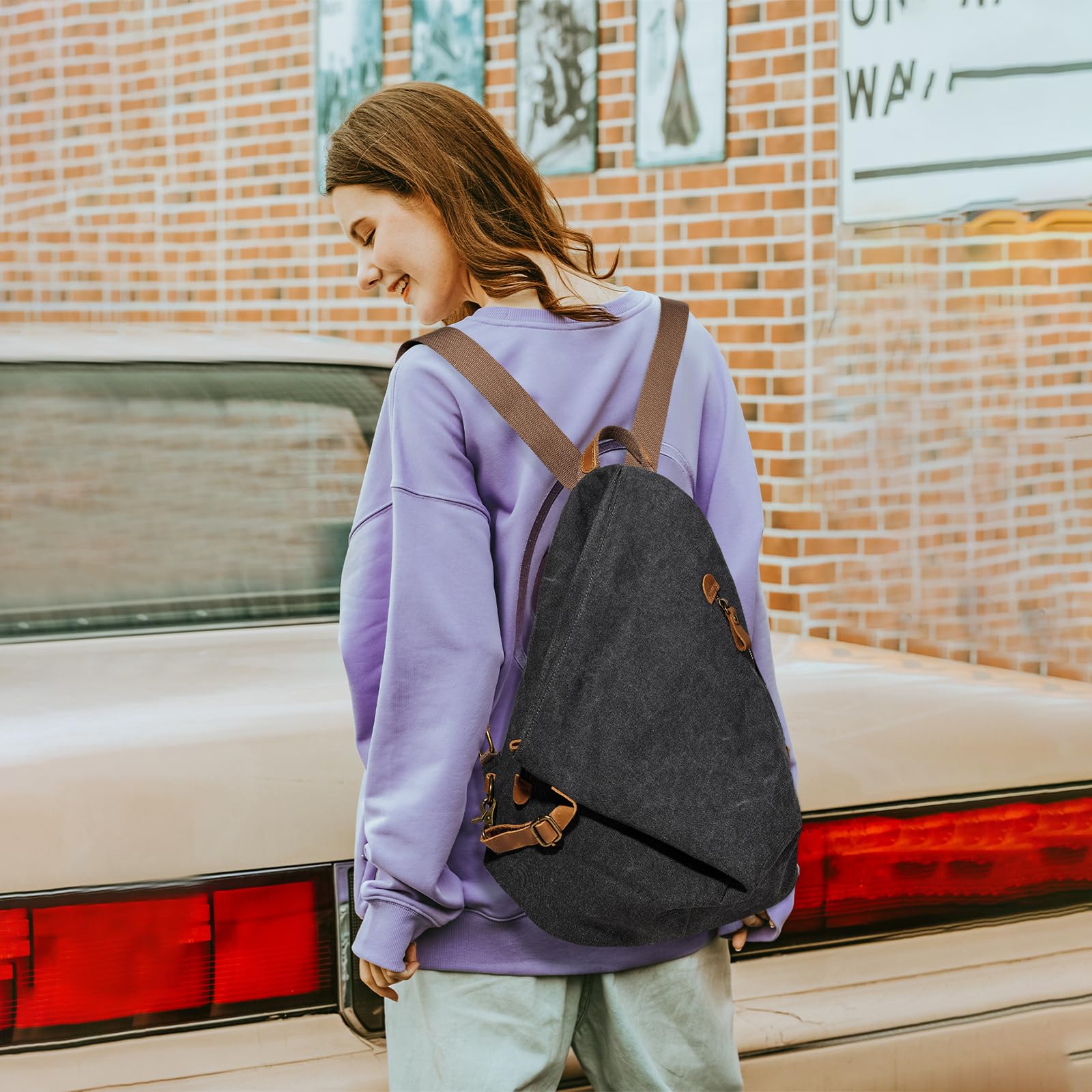 Zaino vintage in tela - Zaino da viaggio grande casual Zaino da viaggio all'aperto Zaini da trekking Borsa a tracolla per uomo Donna