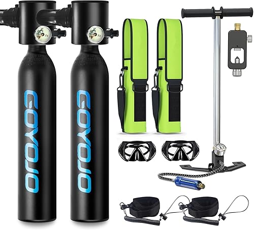GOYOJO 0.5L Mini Scuba Tank, Portable Diving Tank, Lung Tank Kits with 3000 PSI Max Pressure, Reusable Scuba Diving Kit Gear Underwater Breathing