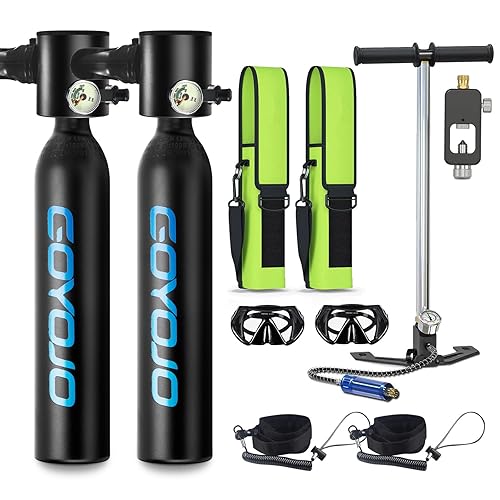 GOYOJO 0.5L Mini Scuba Tank, Portable Diving Tank, Lung Tank Kits with 3000 PSI Max Pressure, Reusable Scuba Diving Kit Gear Underwater Breathing Training