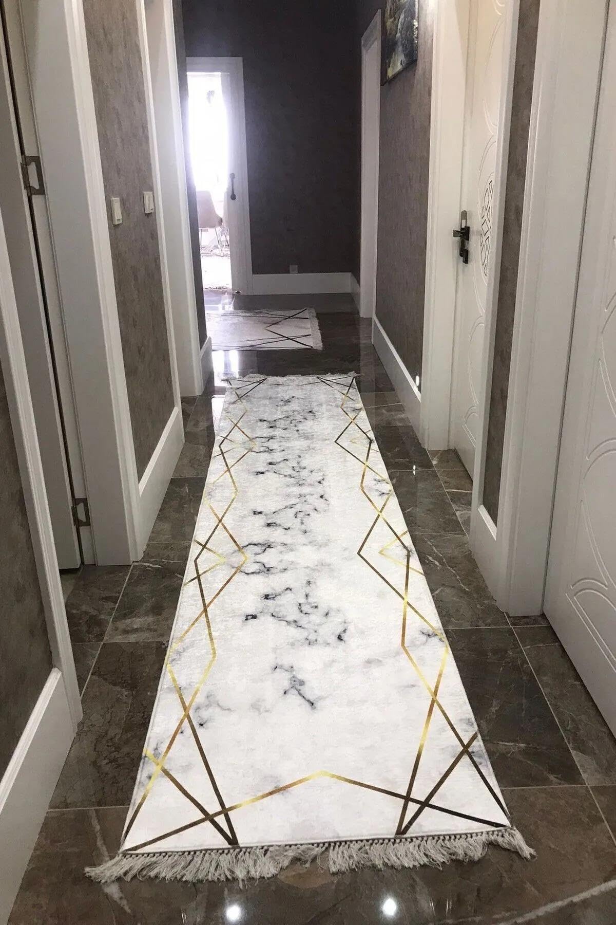 Monnhein Çok Renkli Yolluk Platin-4 - Yıkanabilir, Kaymaz Taban, Dijital Baskılı, Leke Tutmaz, İnce Hav, Modern Koridor, Mutfak, Antre ve Salon için Dekoratif Yolluk