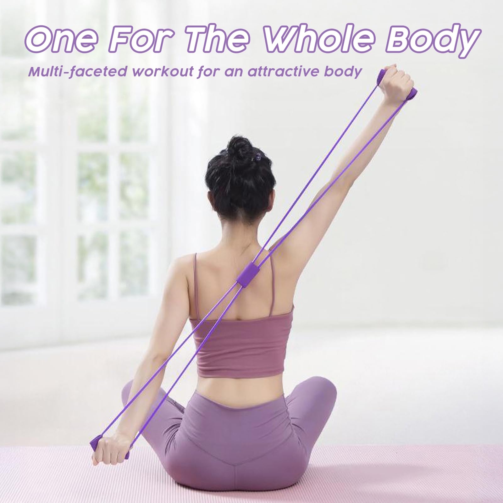 Figure 8 Resistance Bands With Handles - 25 Lbs Arm & Chest Expander, Stretch Rope For Full Body Workout, Back, Shoulder, Women Men
