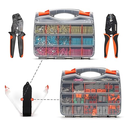 Miniatura 6 de DT Deutsch Kit de conectores de 2, 3, 4, 6, 8, 12 pines, conector eléctrico impermeable gris, #16 contactos estampados, herramienta de extracción de