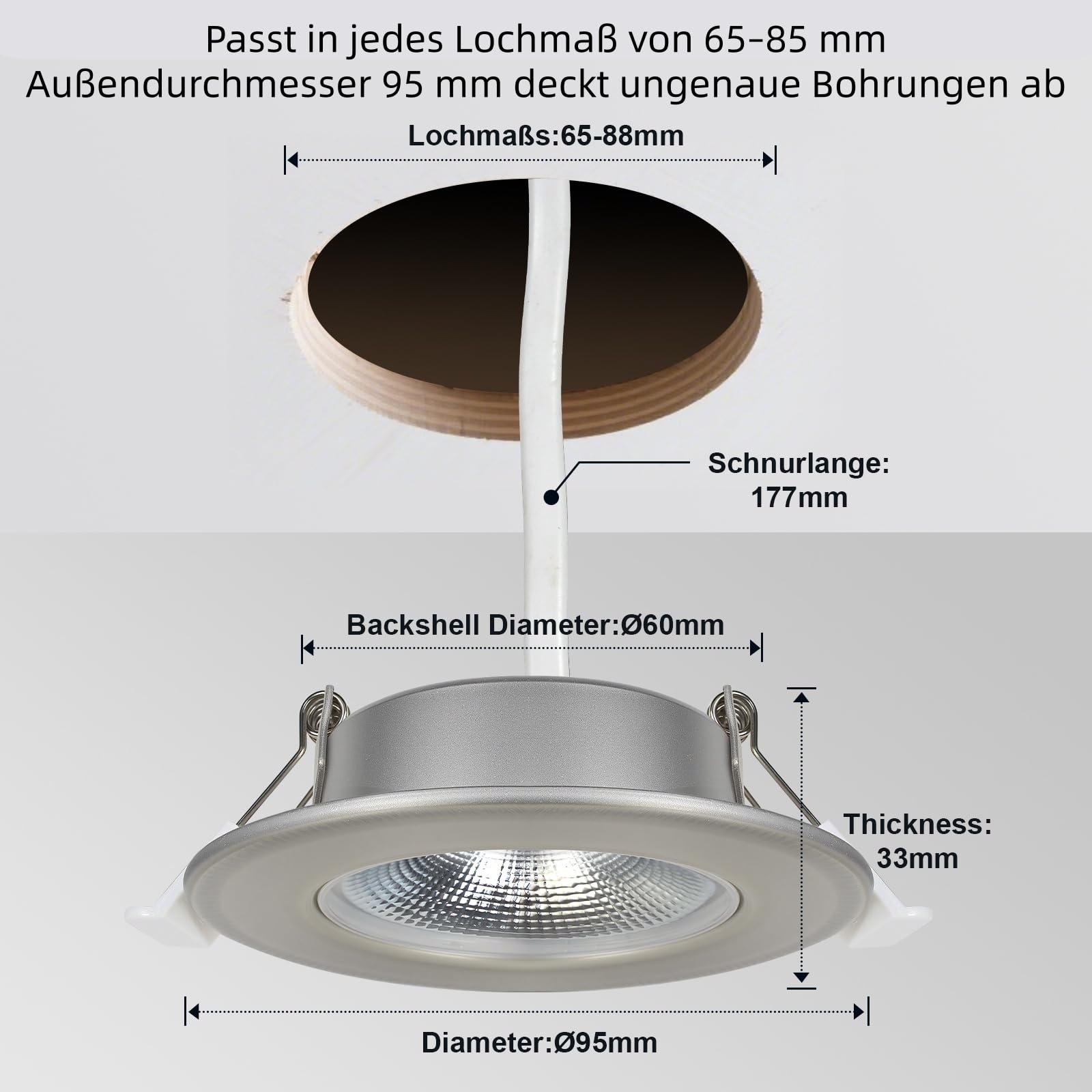 HiBay 16er Set LED Einbaustrahler 230V dimmbar IP44, 7W COB Spot Weiß, 600lm Warmweiß 3000K, Lochmaß 65-85mm, für Badezimmer Küche Wohnzimmer