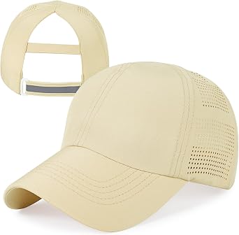 Women Baseball Cap Quick Drying Ponytail Hat Unstructured Running Golf Hat