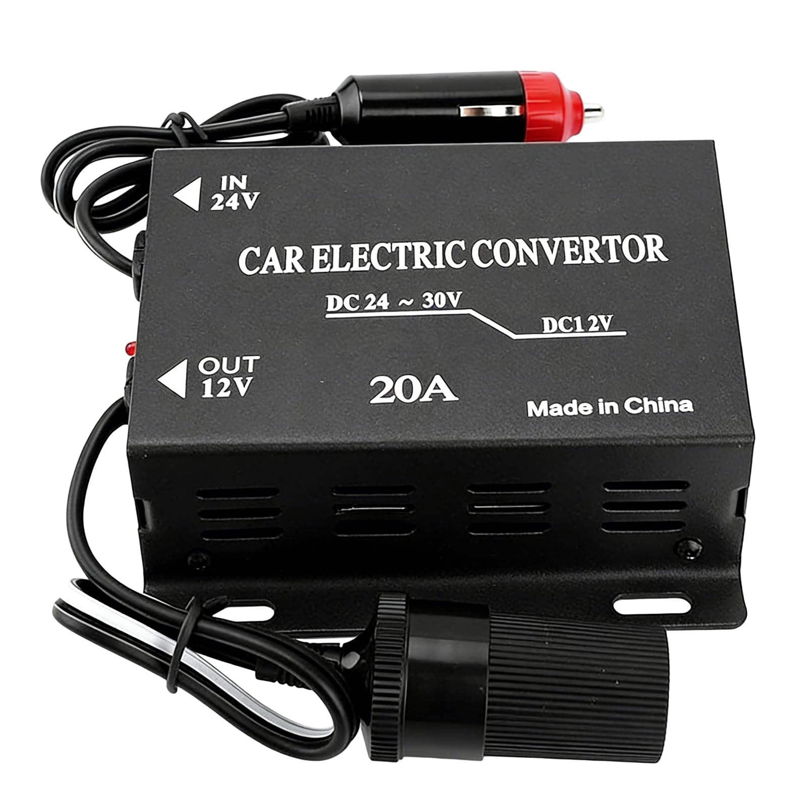 Réducteur De Tension De Voiture, Alimentation Abaisseur Voiture 20a 24v vers 12v, 240W Convertisseur d'alimentation De Voiture avec Prise Allume-Cigare, 20a Transformateur Abaisseur De Tension