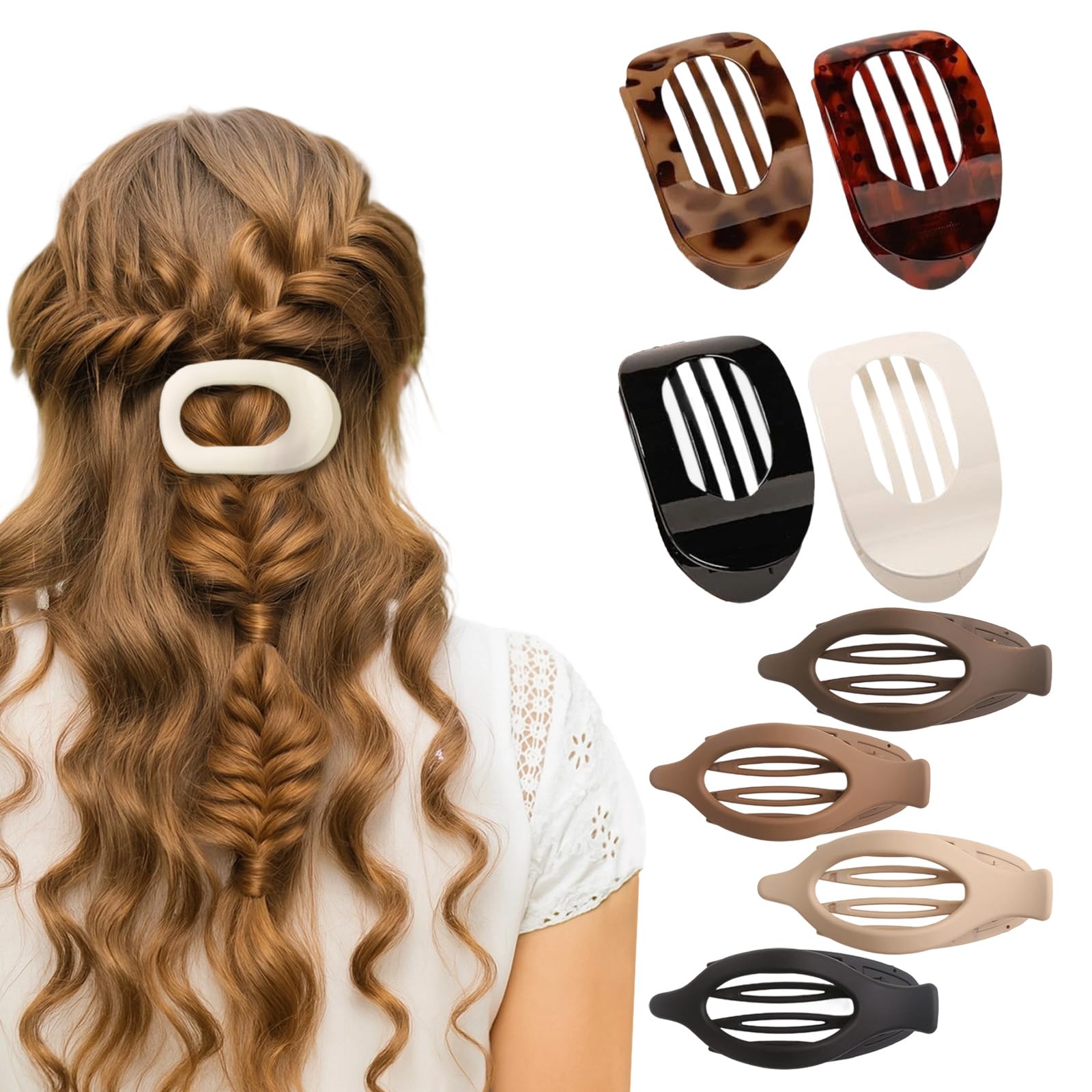 8 PCS Flat Hair Claw Clips