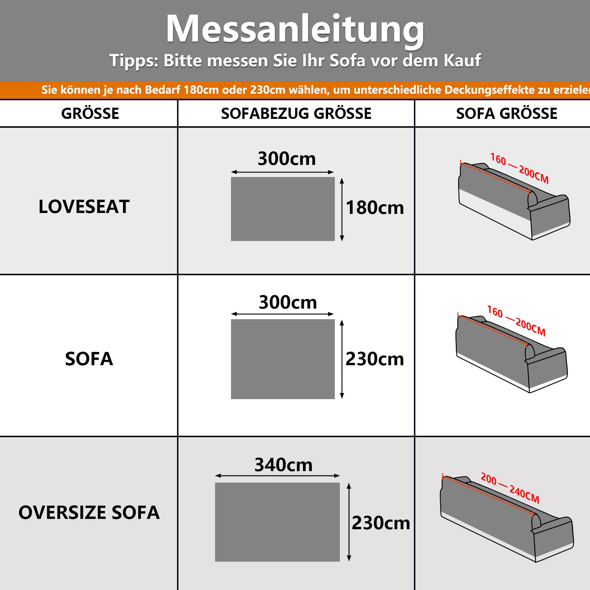 MYSKY HOME Sofa Überzug Kratzschutz Sofa Katze - Sofabezug 2 Sitzer, Sofaüberwurf Waschbar, Couch Überzug L Form, Überwurfdecken für Sofa Schutzdecke, Sofaschoner 180 x 300cm, Grau