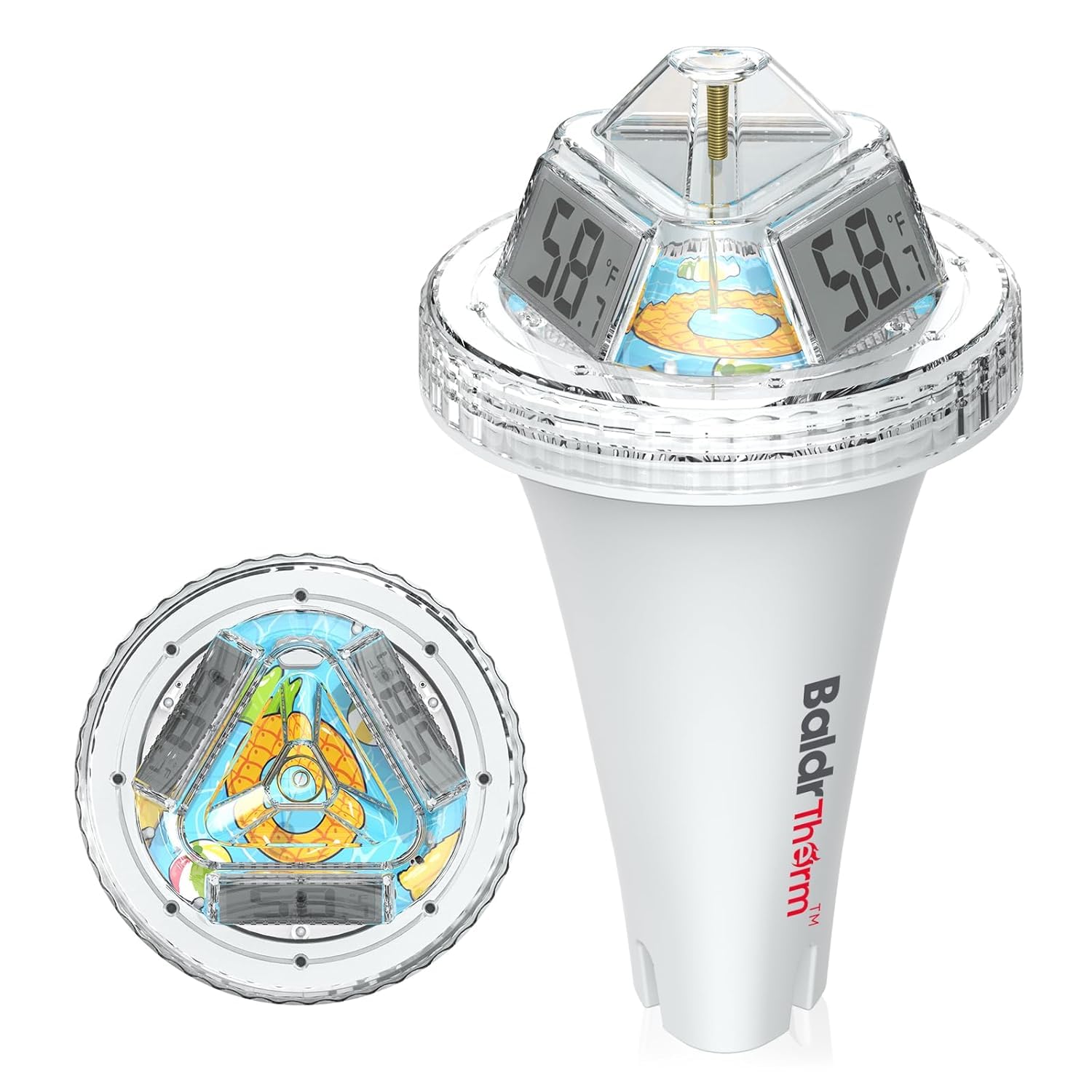 BaldrTherm Cyfrowy termometr basenowy, łatwy odczyt, przeciwmgielny odczyt 360°, monitor temperatury wody IPX7 do wanny z hydromasażem/kąpieli lodowej/basenu/SPA/akwarium/stawu