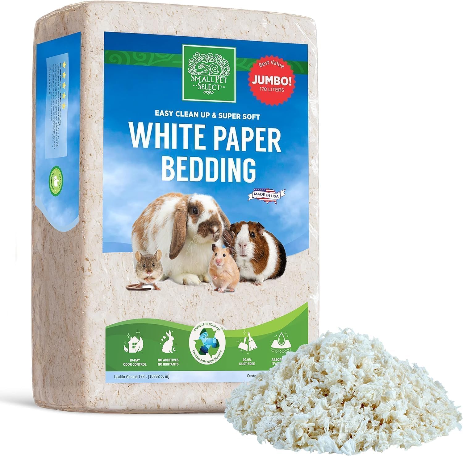 SMALL PET SELECT Unbleached White Paper Bedding, 178 L (JMWB)