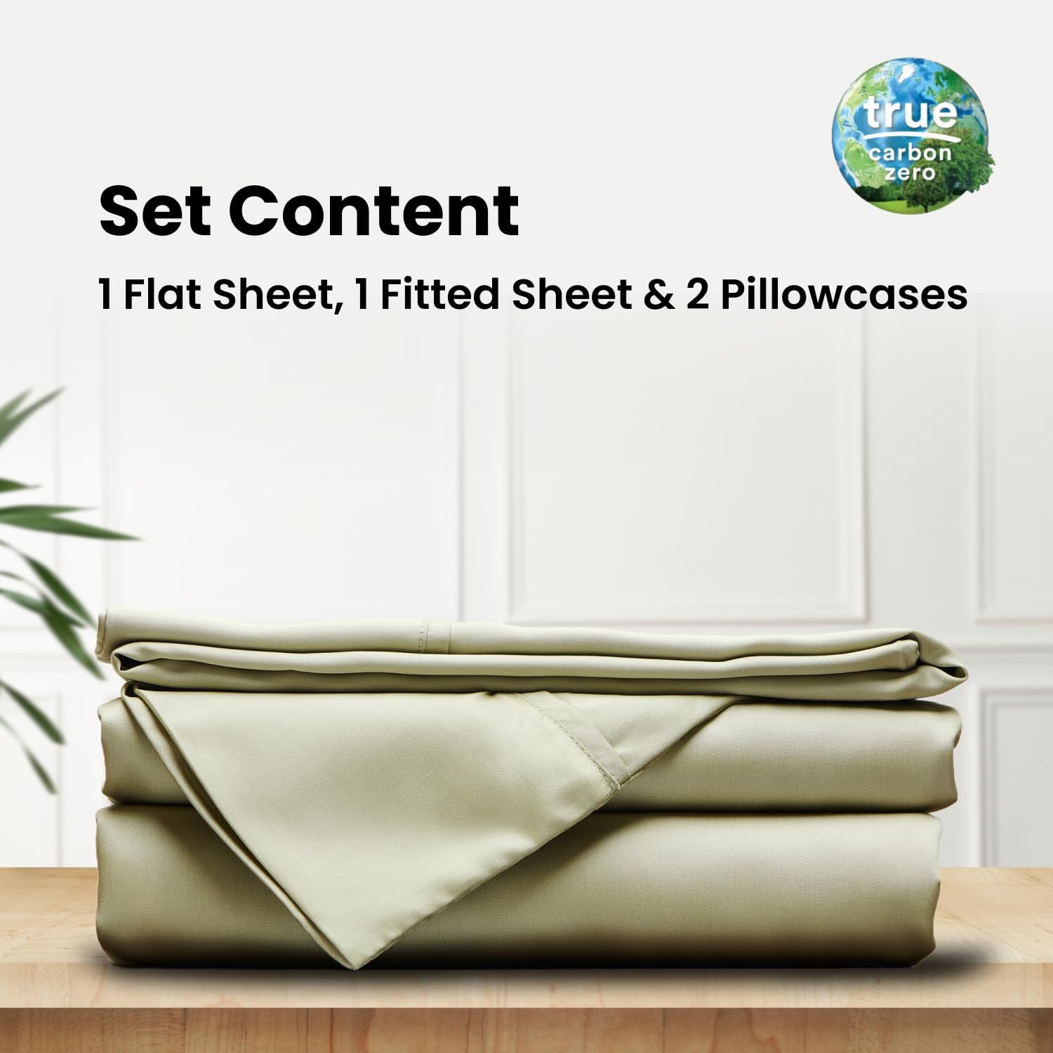 Certified 100% Eucalyptus Tencel Lyocell Queen Sheets|4 Piece Set|Sateen Weave|True Carbon Zero|Gentle to Skin|Genuity Tags Included|Natural Sheen|Body Temp Regulation (Sage Green) - Image 3