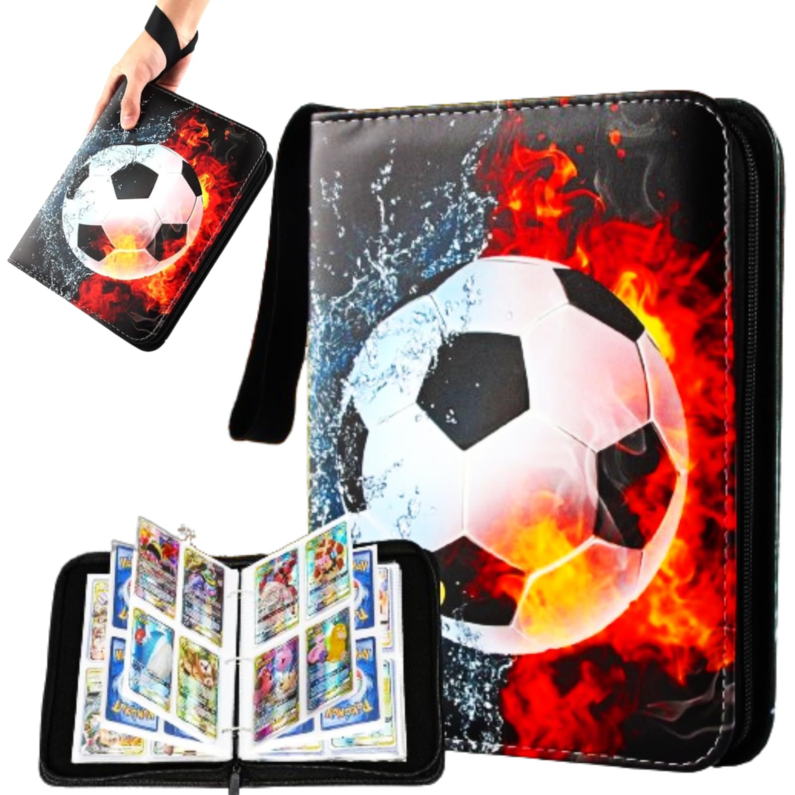 Álbum de para Cartas,Tarjetero para Fútbol, Album Tarjetas Cremallera, Álbum de Recortes de Fútbol,Album Tarjetas Coleccionables, Álbum Titular de Tarjetas, Álbum de Cromos de Fútbol (HUOYE)
