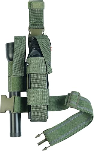 Miniatura 7 de SdTacDuGe Drop Leg MK9 - Bolsa de spray de pimienta con soporte para linterna, funda ajustable para botella de agua para muslos
