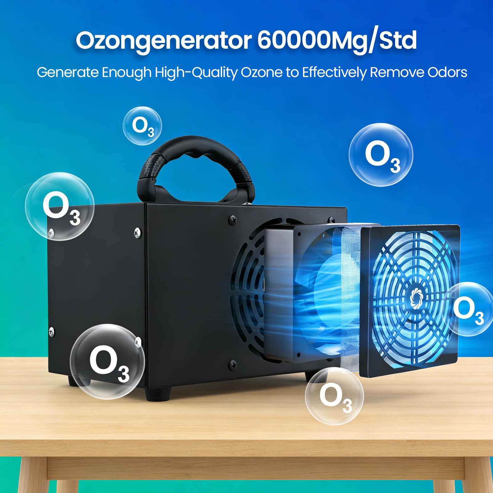 Generatore Di Ozono 60000 Mg/Ora,Ozonizzatore Con 60 Min Timer,Macchina Ozono Alta O3,Purificatore D'Aria Deodorante Per Auto,Appartamento,Ufficio,Garage