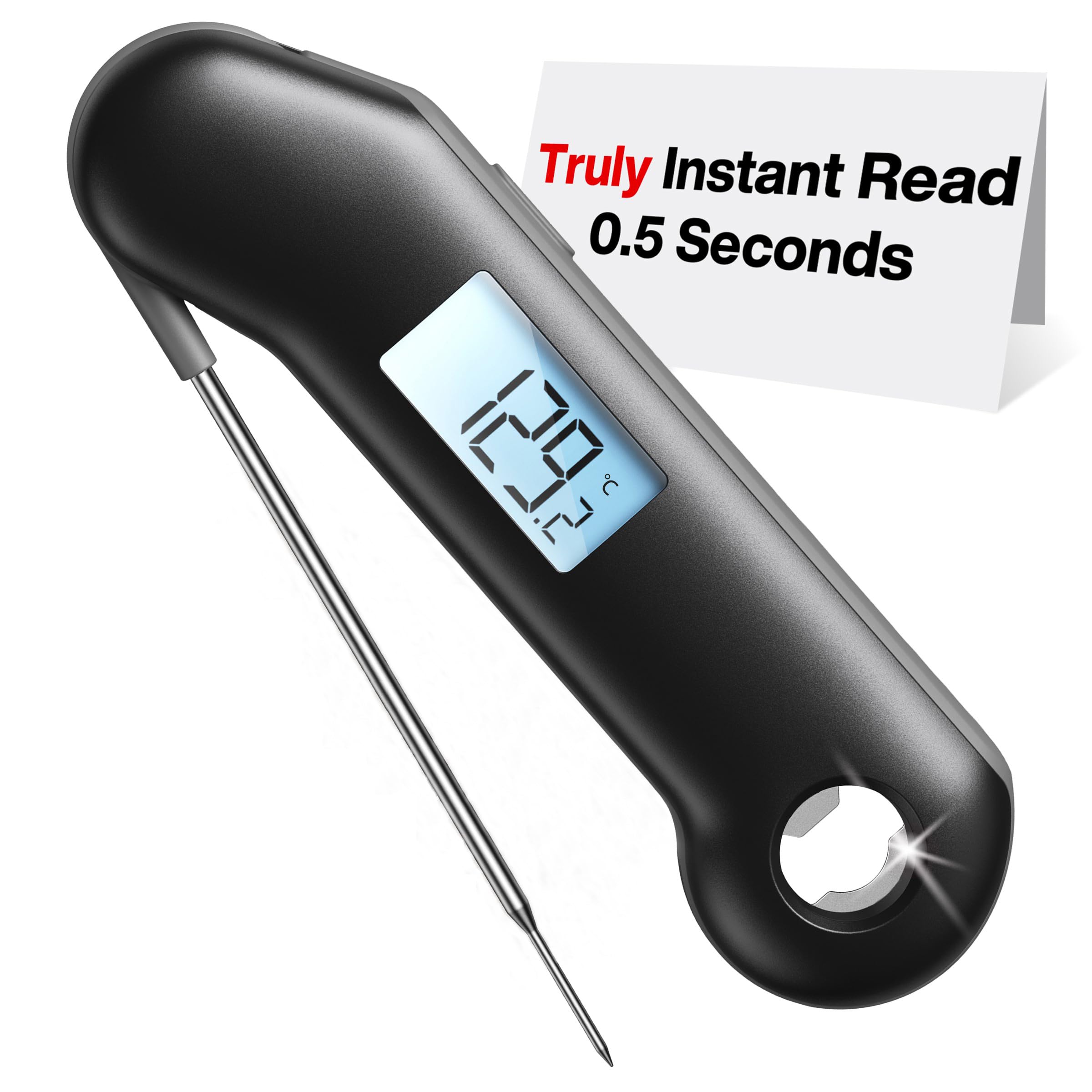 ThermoMaven F1 Turbo Meat Thermometer Digital, 0.5s Instant Read Food Thermometer, ±0.3°C Accurate Temperature Probe, IP67 Waterproof, Backlit Auto-Rotate Display, for BBQ Grill Oven Kitchen