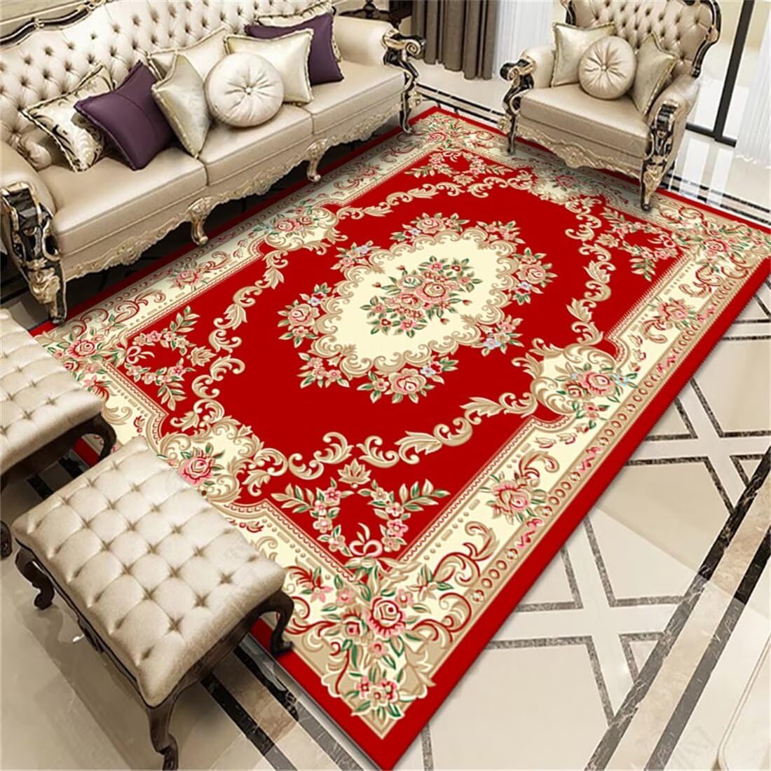 Tapis traditionnel de restaurant rouge 120X200CM festif et durable