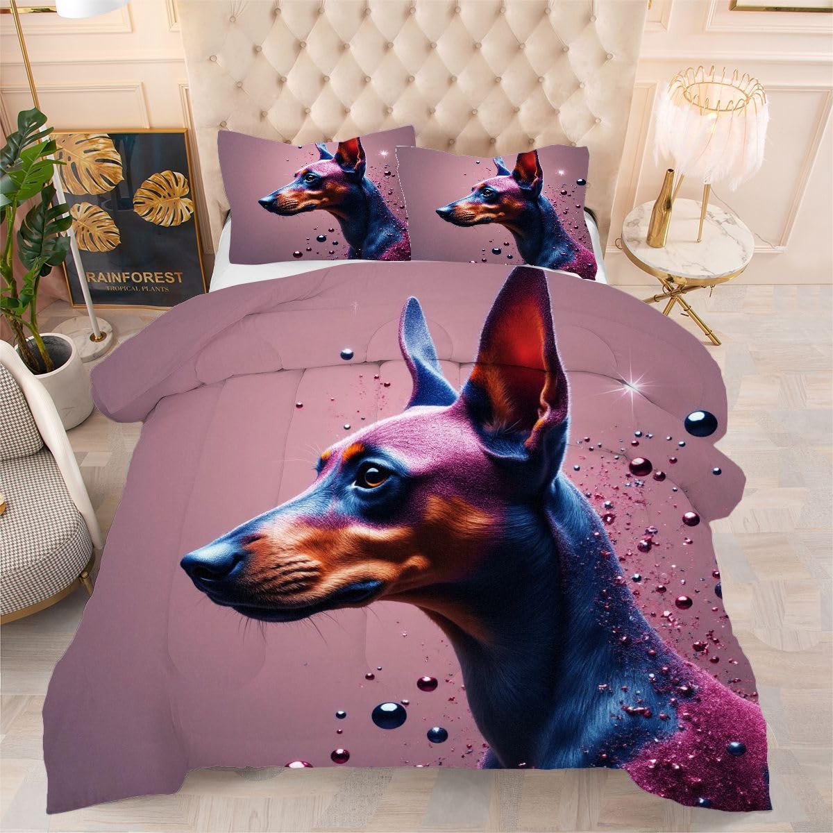 Couette 240 x 260 cm en microfibre premium douce au toucher effet soie pour lit double