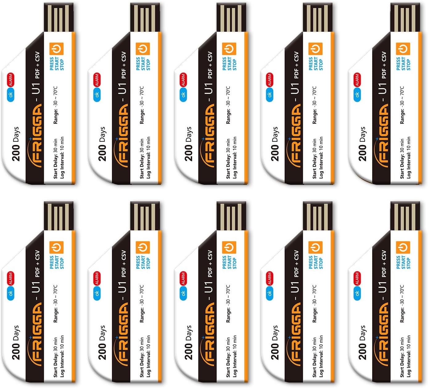 - Frigga 10 Pack Temperature Data Logger Disposable Temperature Recorder 28800 Points USB Temperature Loggers Single Use High Accuracy 200 Days Cold Chain Transportation with PDF CSV Report, U1