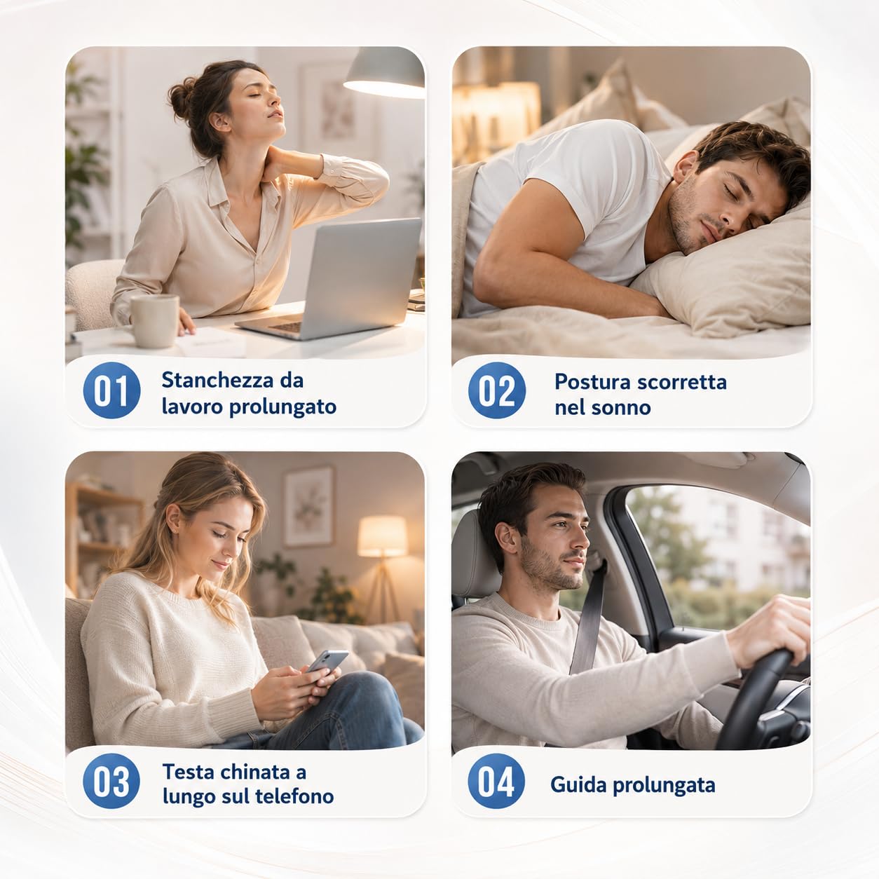 Vertaline Cervirest Massaggiatore Cervicale Elettrico Collo 9 Intensità Calore 4 Teste Ricaricabile Casa Ufficio (white*1)