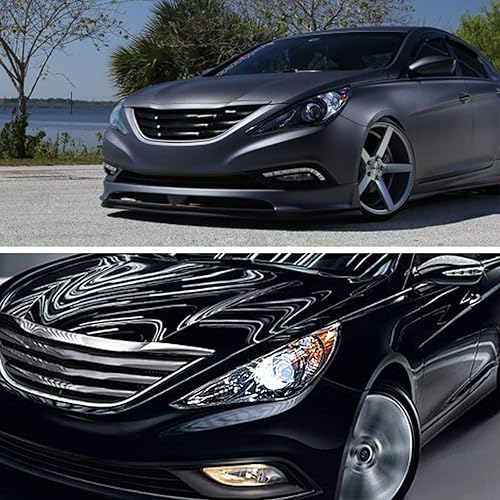 Miniatura 6 de LSAILON Conjunto de faros delanteros de repuesto para Hyundai Sonata 2011-2014 (no compatible con modelos híbridos) carcasa negra, reflector ámbar,