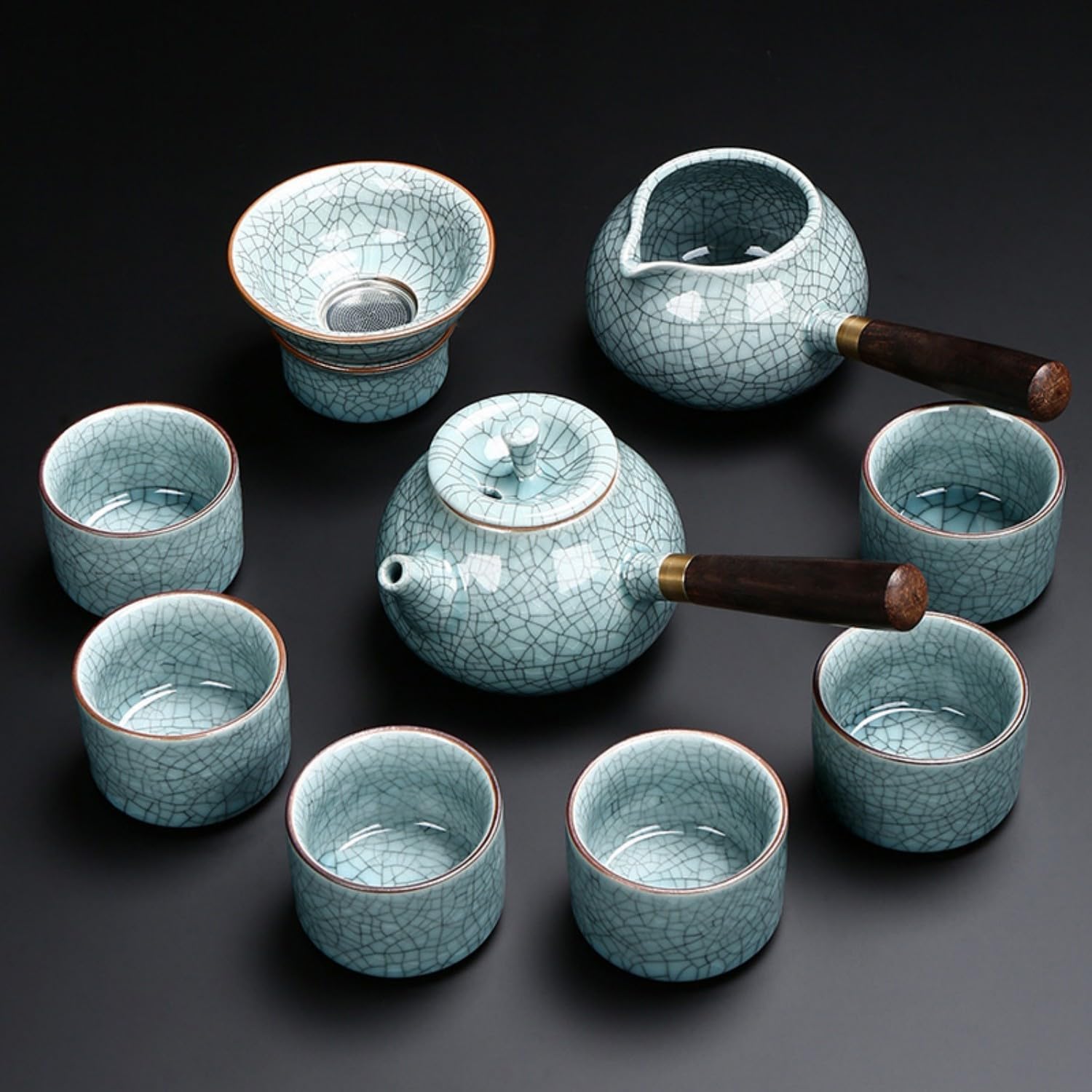 10头凝香侧把茶具 Glass Tea Cup,Ceramic cup Set,Zi Sha Tea Cup,Ceramic Teapot,Purple Clay Tea 2026新款中式现代简约功 Ceramic Coffee Mugs Set,Microwave & Dishwasher Safe,Gift for Man and Women