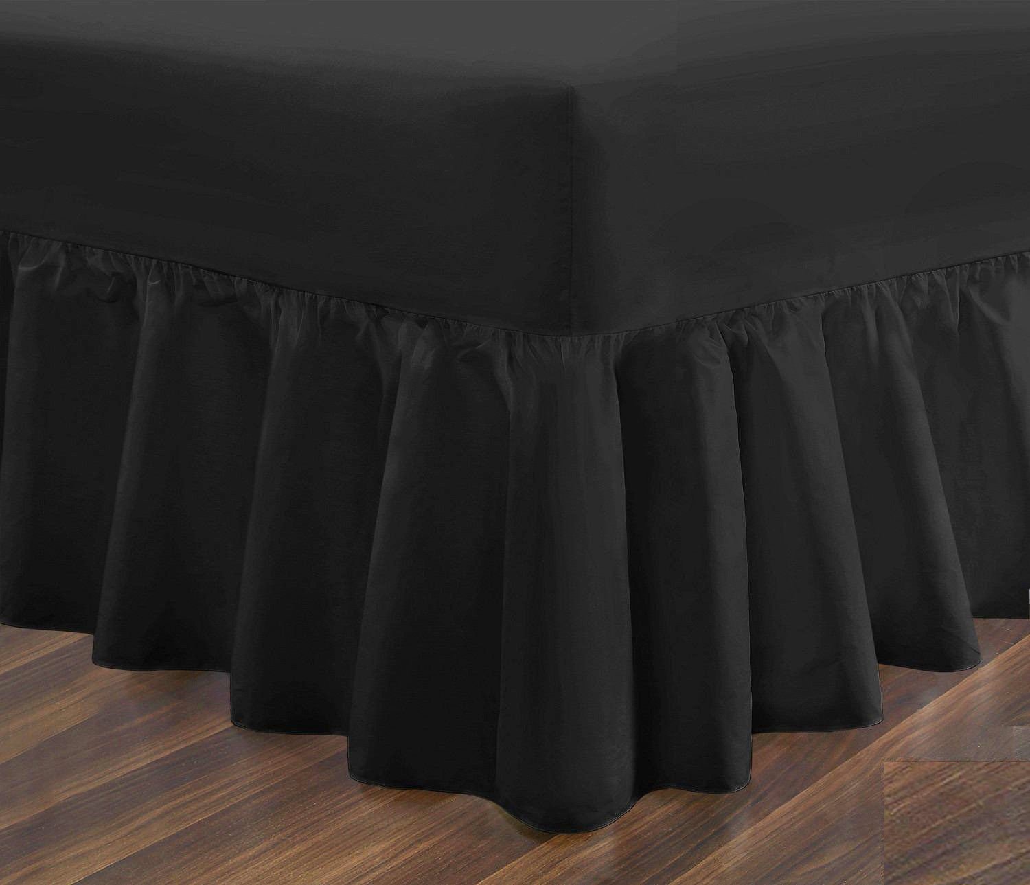 Bluemoon Bedding Black Bluemoon Bedding® Easy Care Percale Extra Deep Fitted Valance Sheet Poly-Cotton Bed Sheet (, Double)