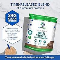 Vista 2 de BioTrust Proteína en polvo baja en carbohidratos, deliciosa mezcla de suero y caseína de vacas alimentadas con pasto sin hormonas, sin OMG, sin