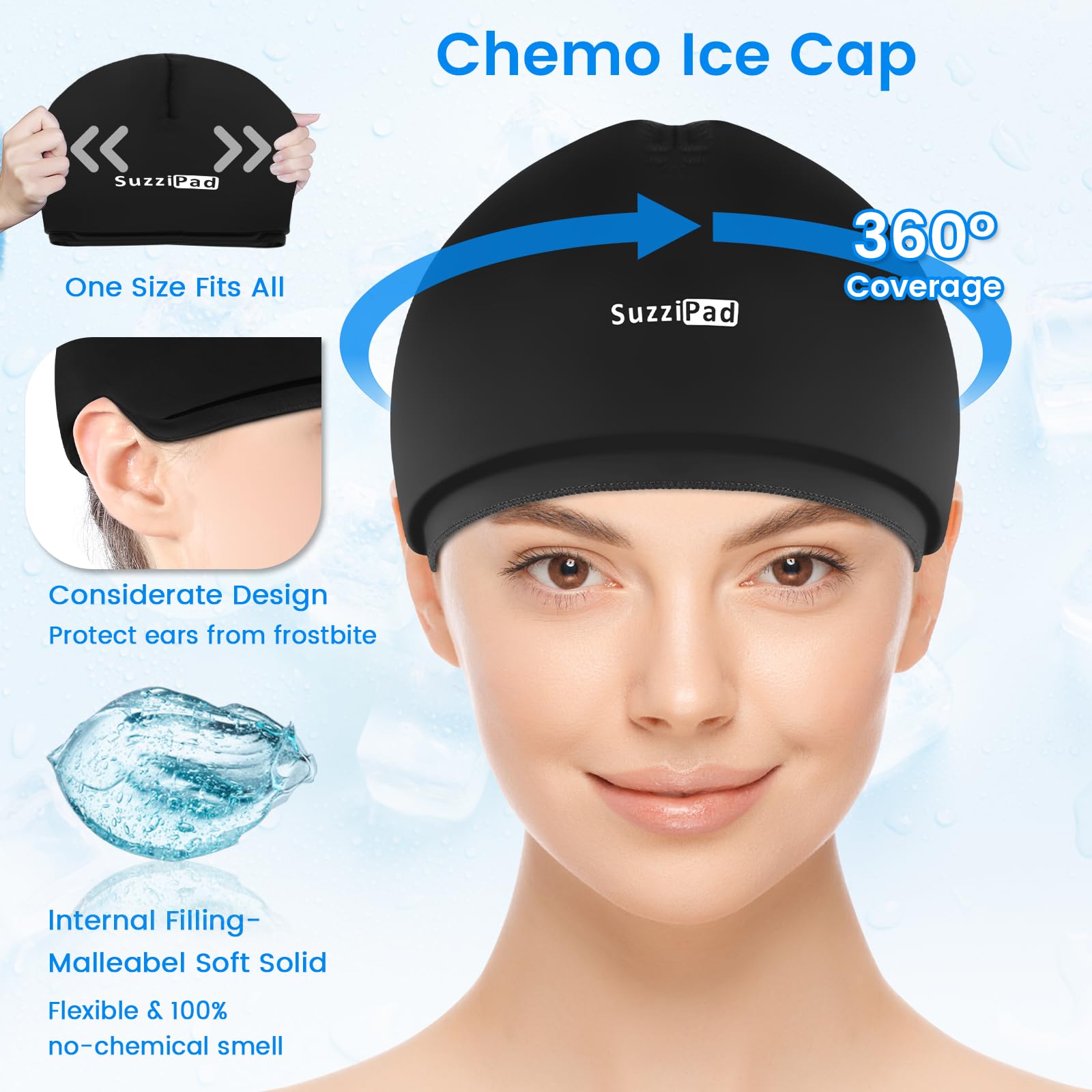 suzzipad Eishandschuhe und Socken für Chemo, Kühlkappe für Chemotherapie