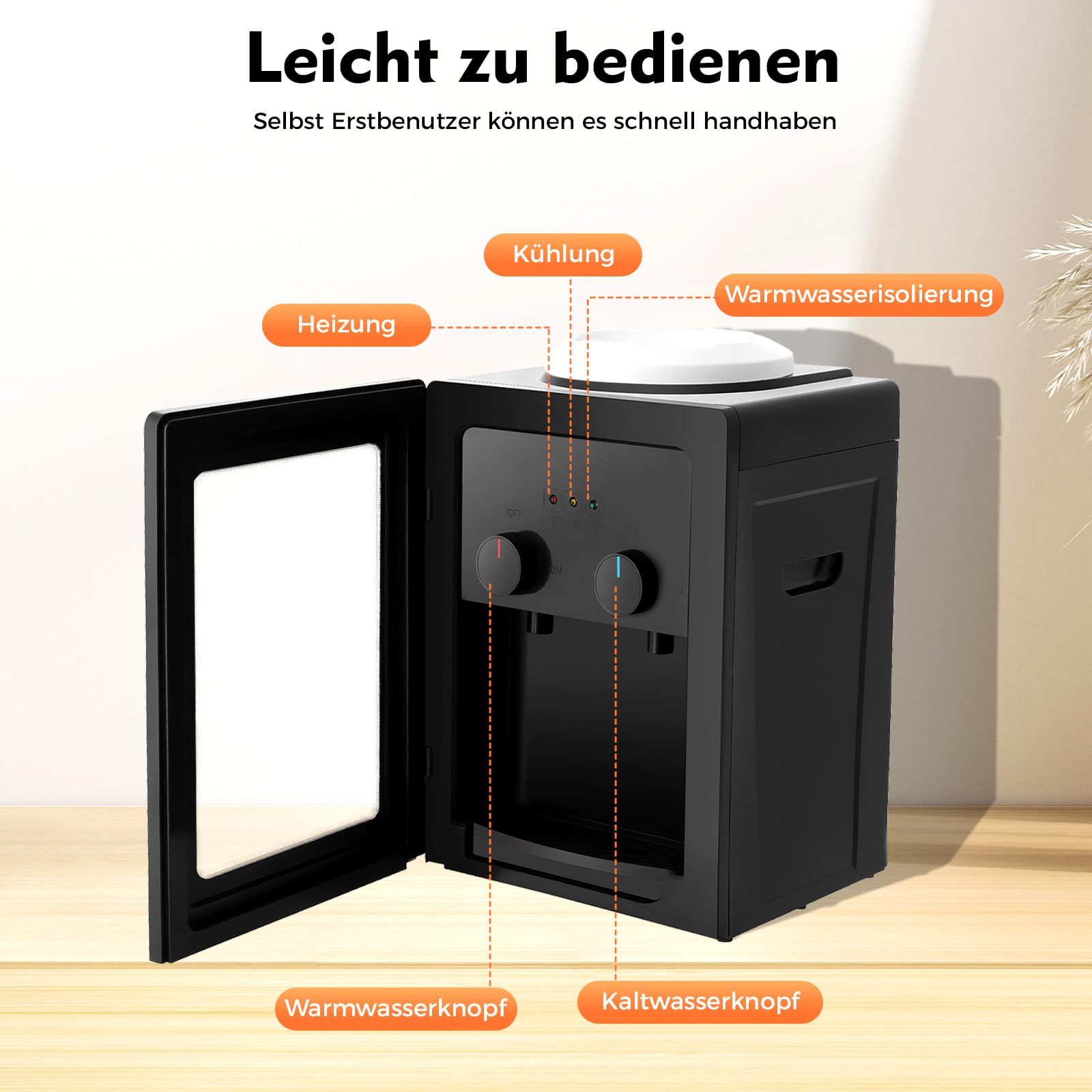 Distributeur d'eau chaude électrique 550 W | Distributeur d'eau chaude et froide vertical pour bureau et maison | Fontaine à boire avec contrôle thermostatique