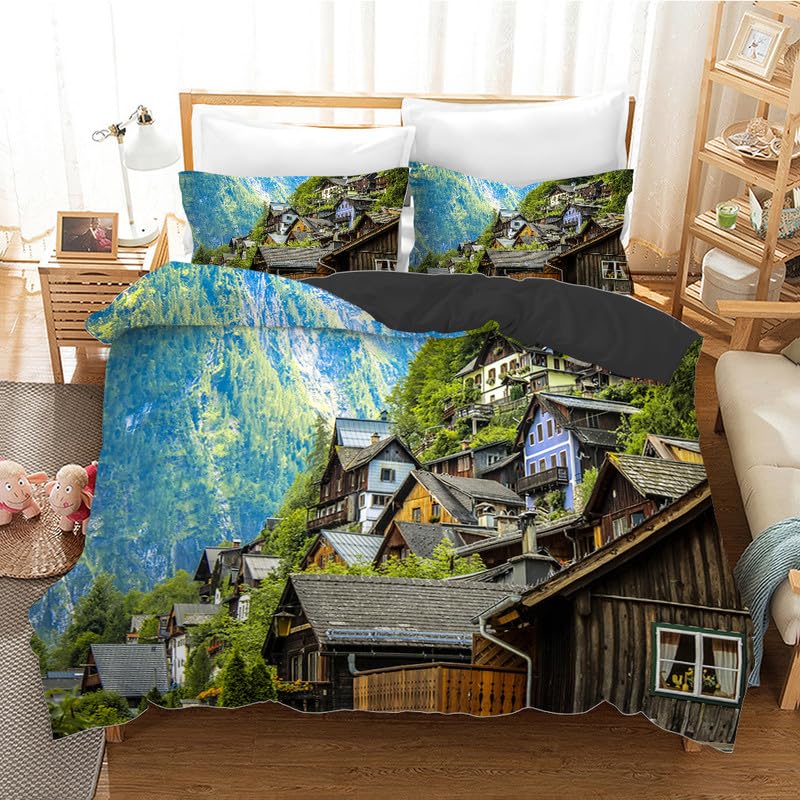 Funda nórdica de cama 90 azul pastoral en microfibra suave de 155x220 cm