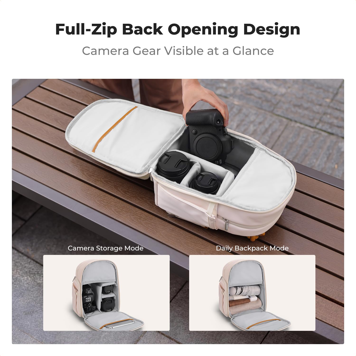 K&F CONCEPT Mochila para Cámara Compacta, Bolsa Pequeña para Fotógrafos DSLR/SLR, Mochila 2 en 1 Resistente al Agua con Compartimento para Tablet de 10.1"