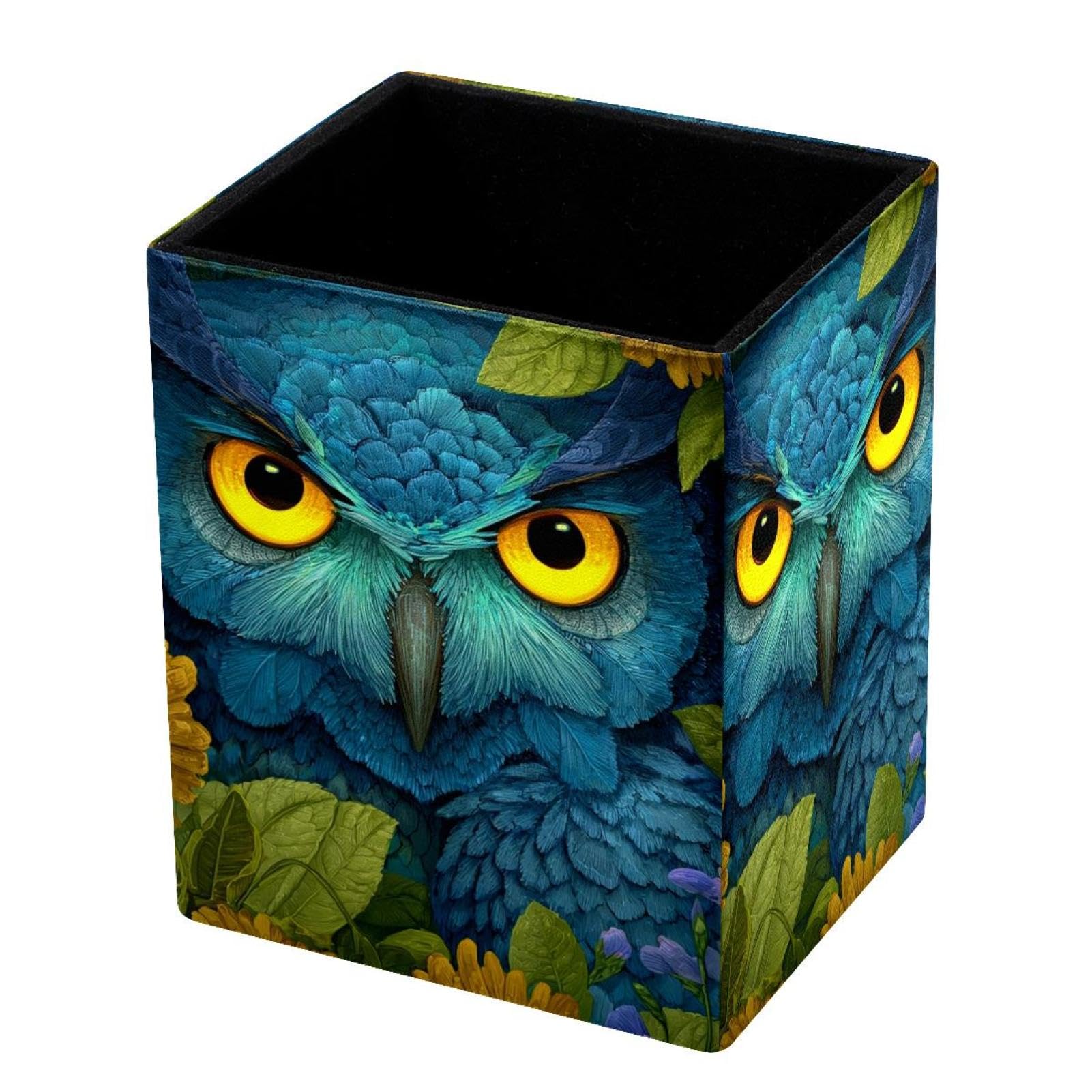 VAPOKF Pencil Holders for Desk, Owl Printed Pen Holders Pen Pot Makeup Brushes Storage Desktop Stationery Supplies Organiser for Home Office