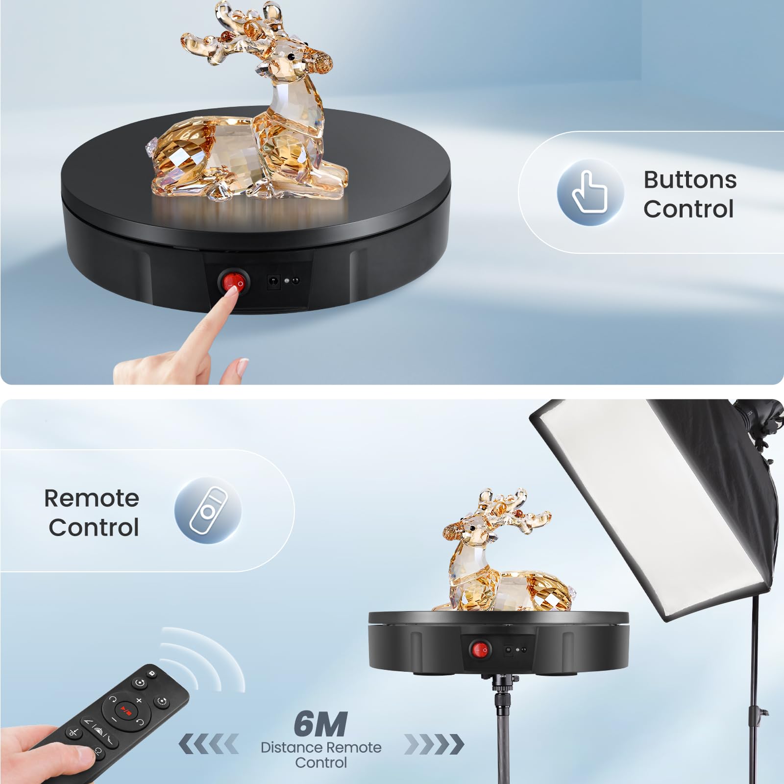 Base Girevole Elettrico con Batteria Ricaricabile 100kg 30cm Professionale Piattaforma Girevole di 360 Gradi Espositore Girevole Elettrico Per Fotografia, Scarpe, Gioielli, Espositore