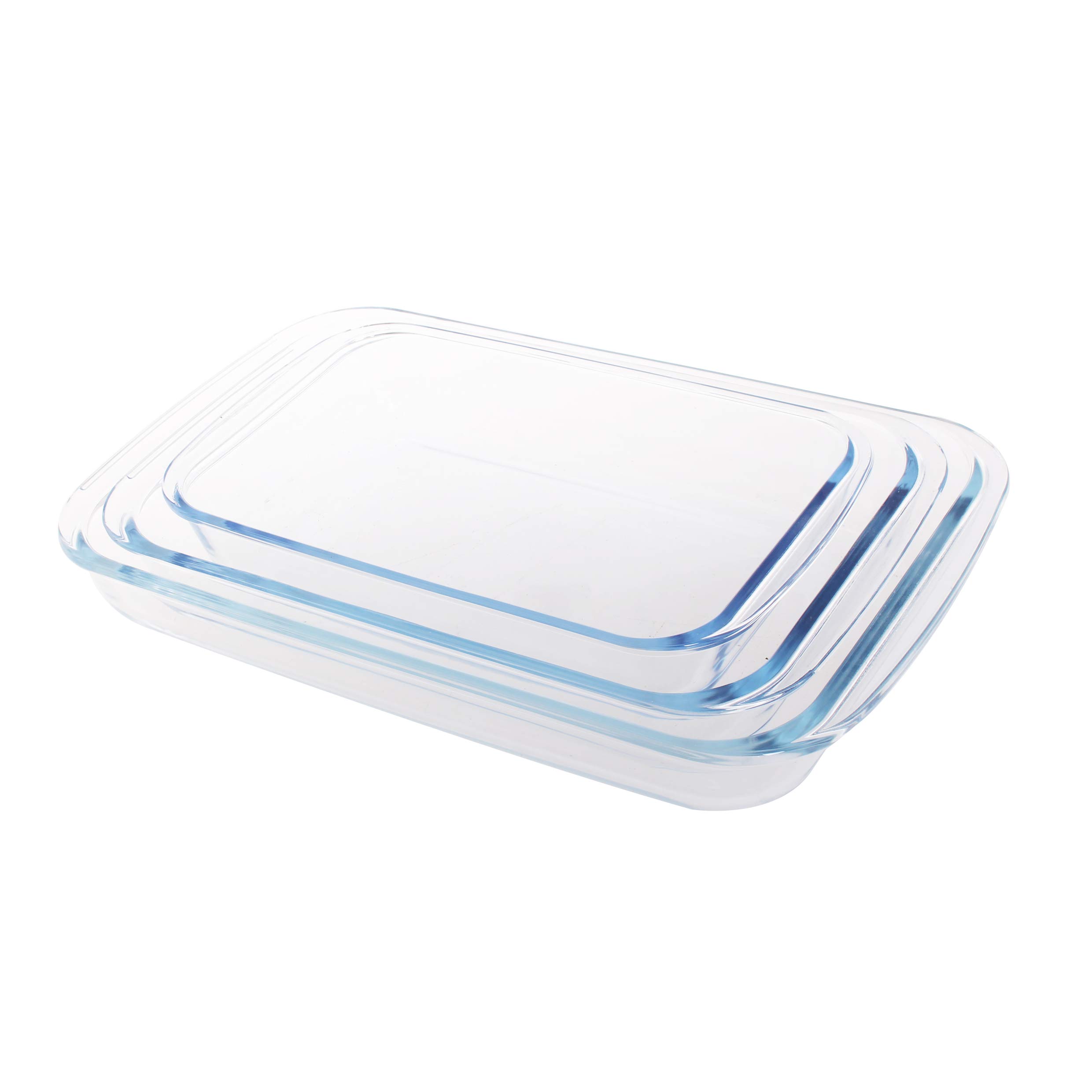 Taliona Rectangle 3 Piece Glass Baking Dish Set - 1.6,2.2 & 3 Liter, Clear, Borosilicate Glass, TL2213523
