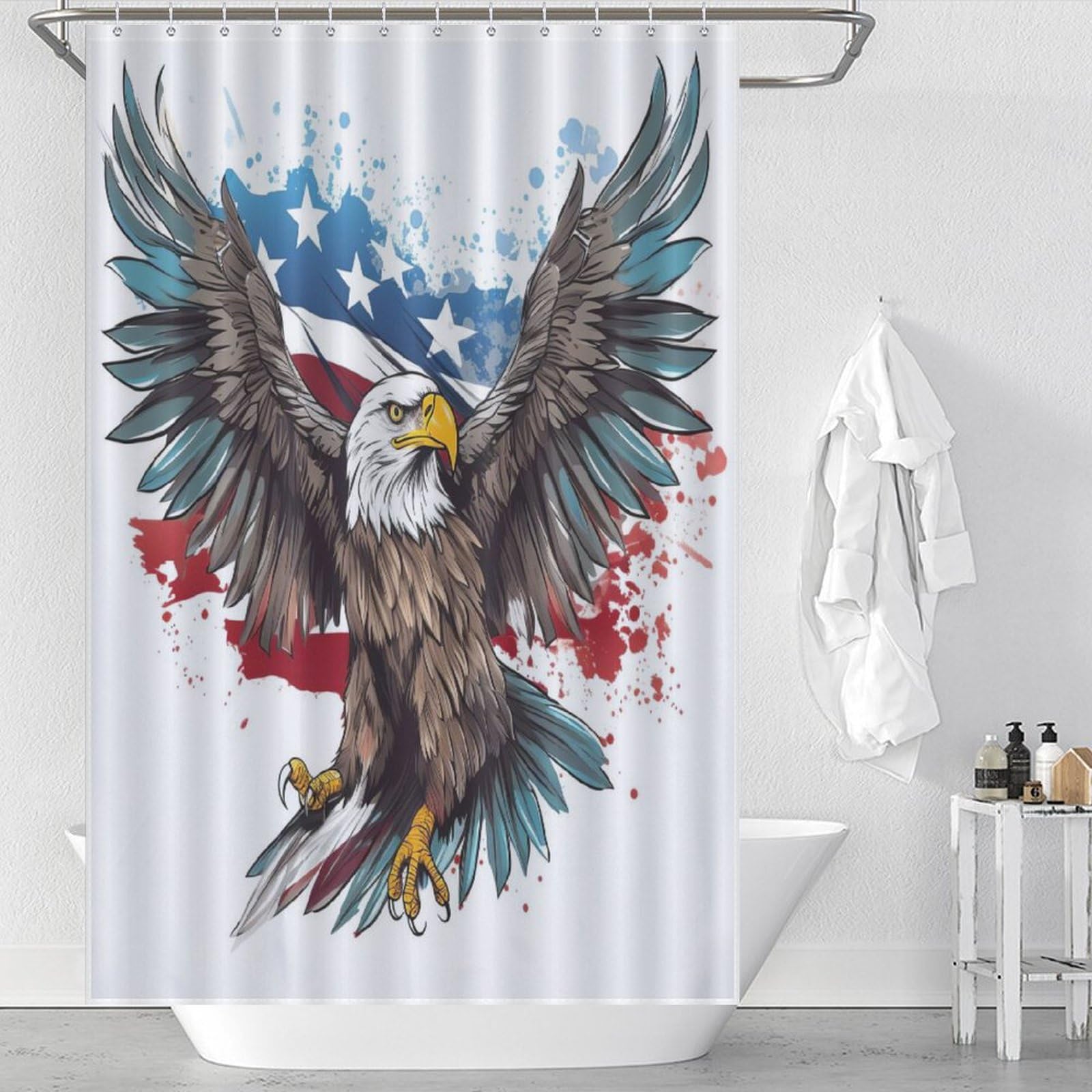 Rideau de douche imperméable Aigle en polyester chic pour salle de bain