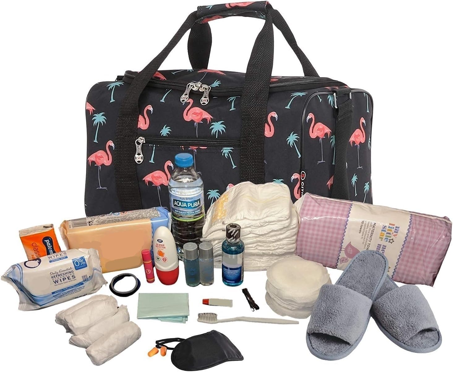 Pre Packed Hospital Deluxe Birth Bag Maternity Flamingo Bag Newborn Baby Mum-to-Be