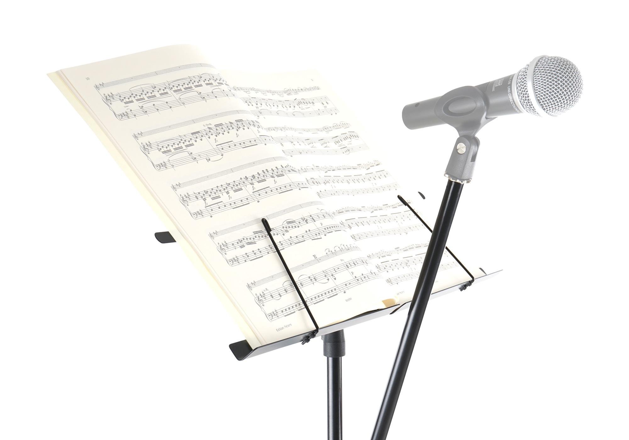 Classic Cantabile NSM-100 Leggio con Asta Microfono (Leggio e supporto microfono in uno, facile da montare, extra alto) Nero