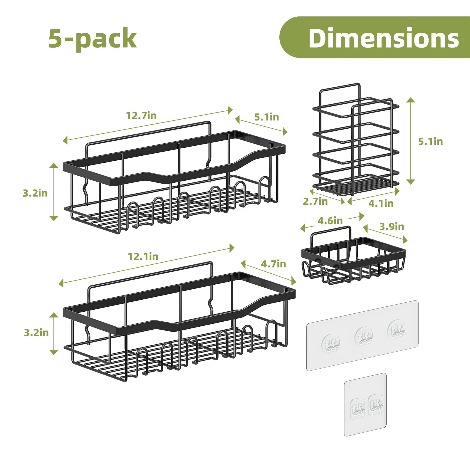Stainless Steel Shower Caddy - 5 Pack -2