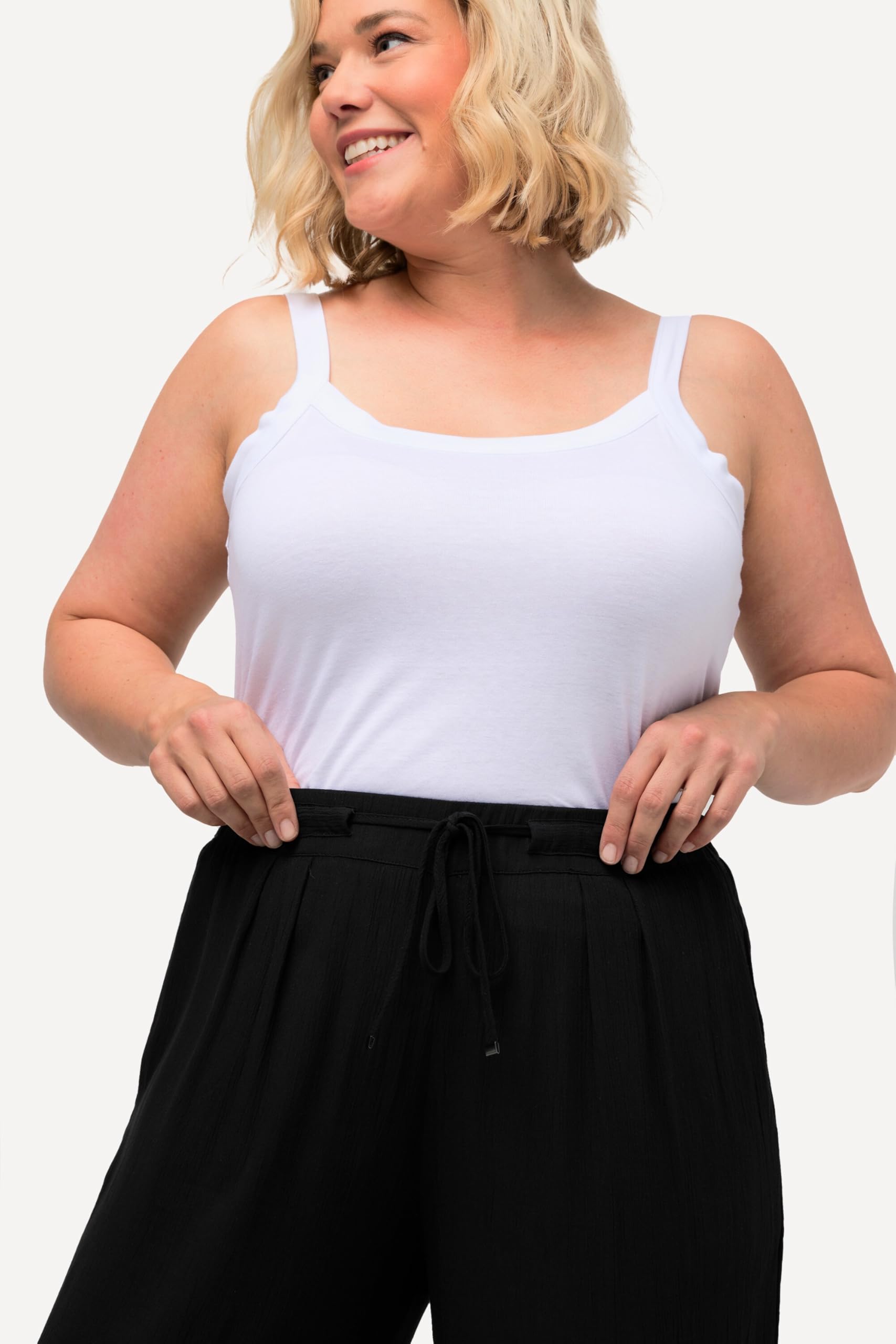 Ulla Popken Womenswear Plus Size Curvy Wide Leg Crepe Pants 709944