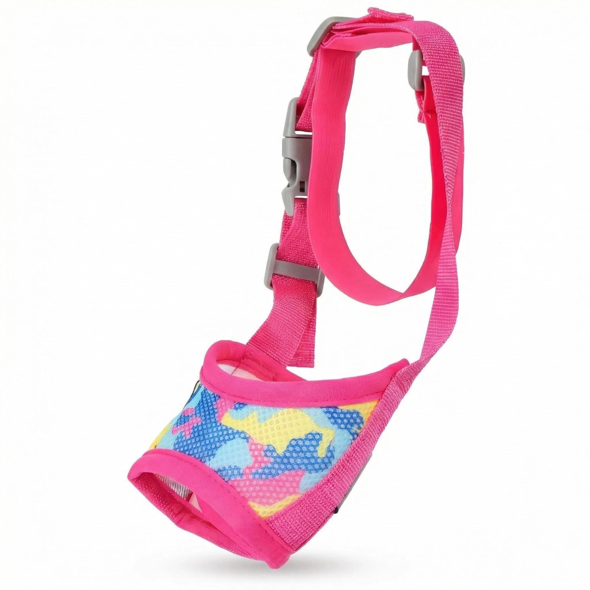 Dog Anti-Eating Pink Muzzle, Breathable Adjustable Soft Pet Muzzle for Dogs
