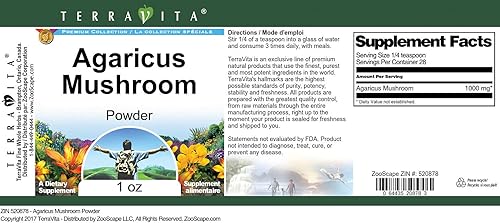 Miniatura 3 de Terravita Agaricus Polvo de Seta (1 oz, ZIN 520878)