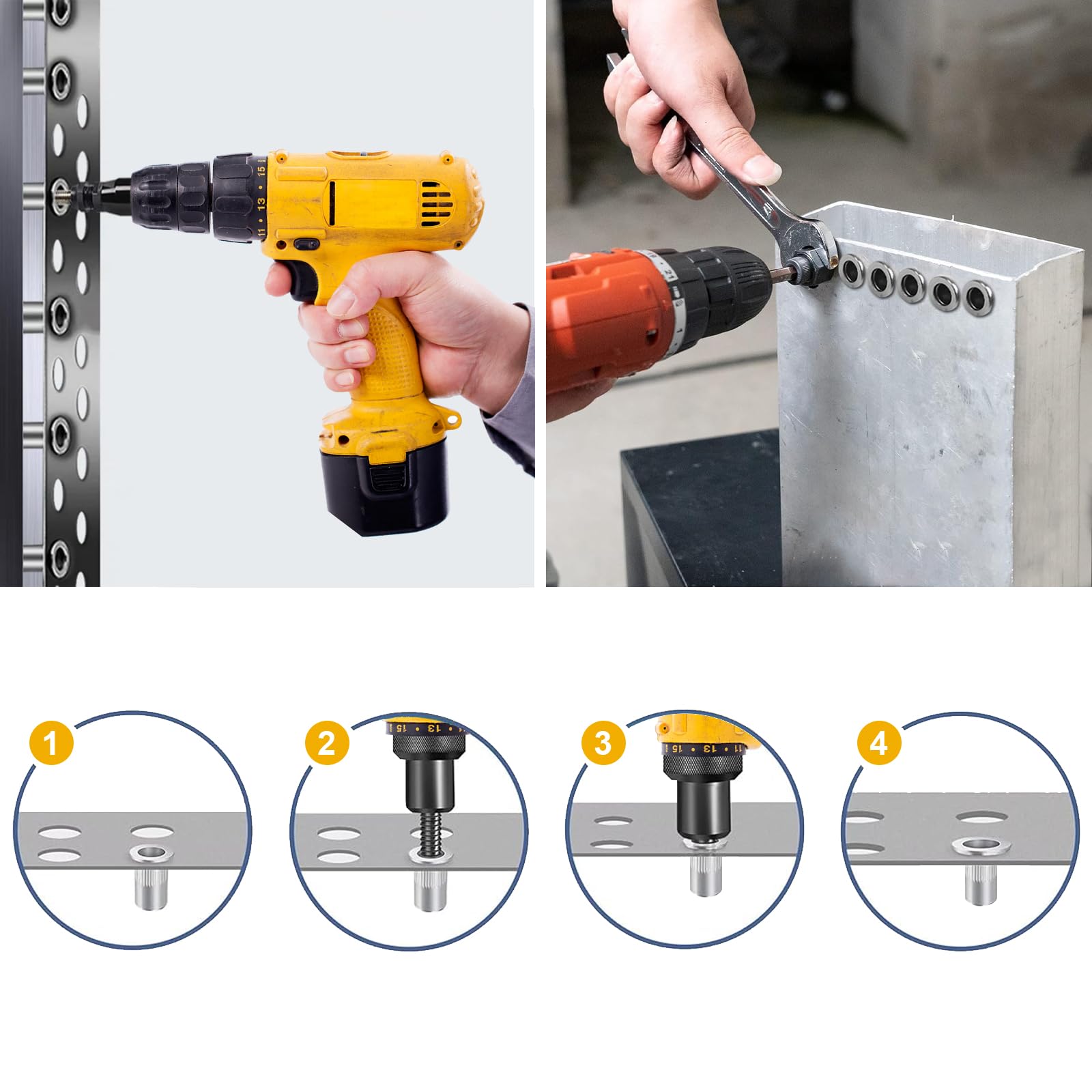 Dadi per rivetti M6/M8, in acciaio inox A2 V2A, 60 pezzi, dadi per rivetti ciechi, dadi per rivetti a testa piatta, scanalatura per recinzioni, costruzione di veicoli, camper, lavori in metallo