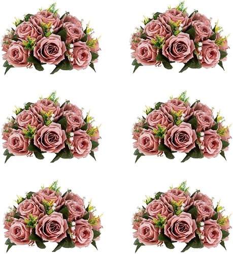 Centros de mesa de flores para mesas de boda decoraciones de mesa de boda, bolas de flores de rosas polvorientas para centros de mesa de compromiso,