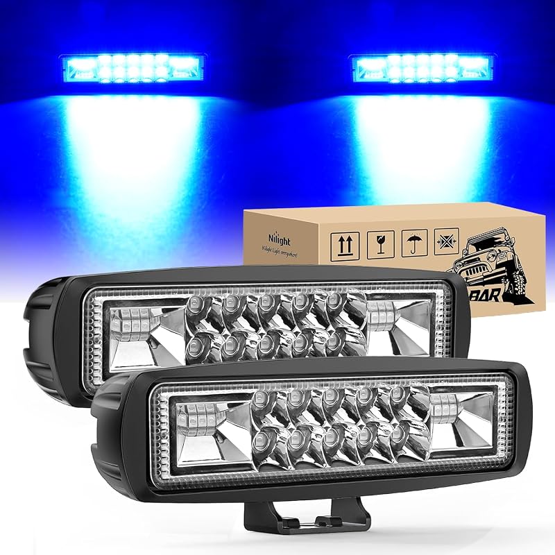 Kit 2 Faróis de LED Nilight 60 W Azul com Feixe Combinado Spot e Flood – 2 unidades